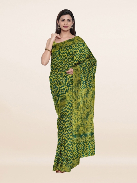

Pothys Green & Lime Green Geometric Printed Saree