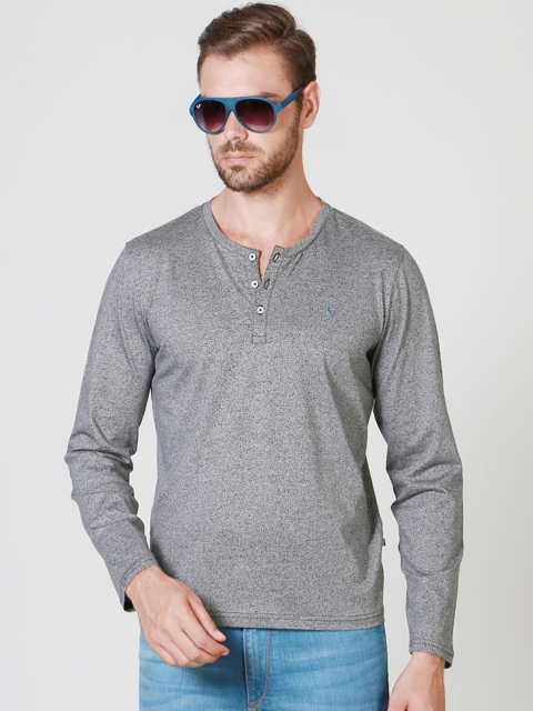 

Solly Sport by Allen Solly Men Grey Solid Henley Neck T-Shirt