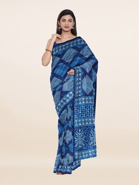 

Pothys Blue & White Geometric Printed Saree