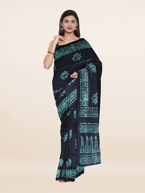 

Pothys Navy Blue Floral Printed Cotton Blend Saree