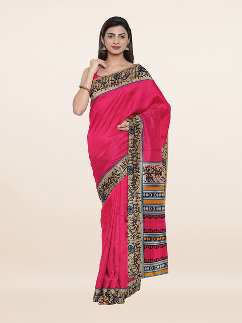 

Pothys Pink & Beige Floral Saree