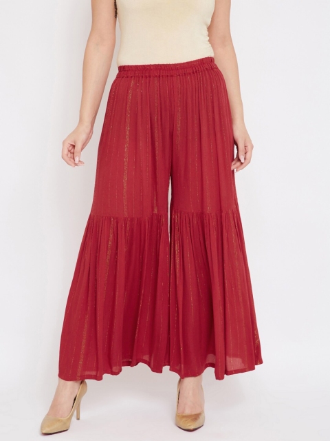 

Castle Lifestyle Women Maroon Striped Flared Palazzos
