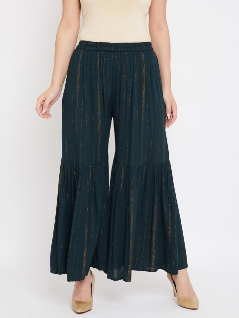 

Castle Lifestyle Women Green Striped Sharara