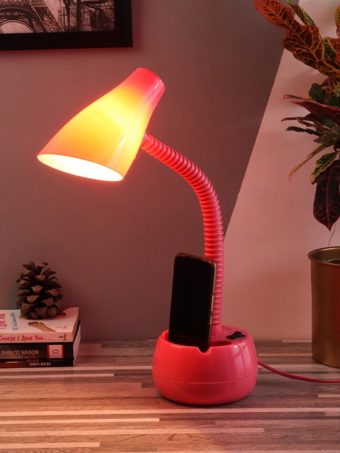 

BEVERLY STUDIO Pink Solid Bell Shape Study Table Lamp