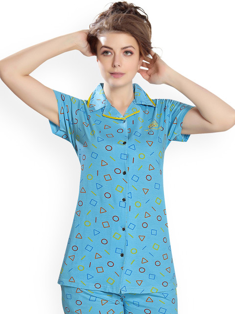 

Ever Loved Women Turquoise Blue Printed Night suit