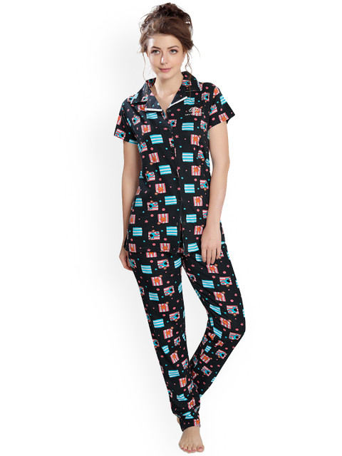 

Ever Loved Women Black Printed Night suit