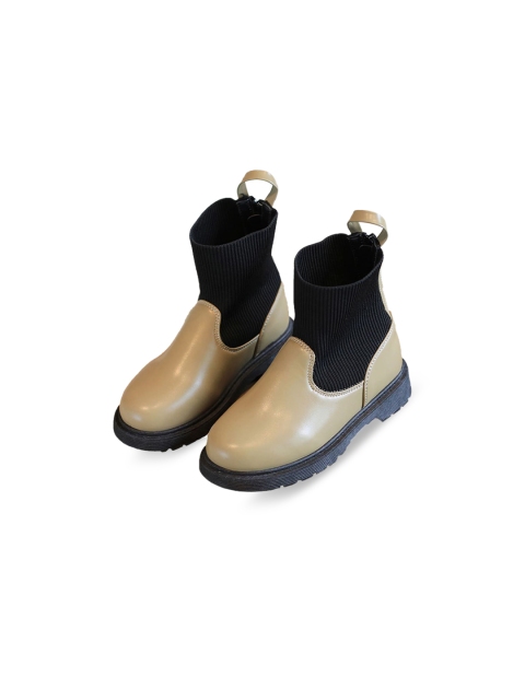 

Hopscotch Girls Khaki PU Solid Ankle Boots