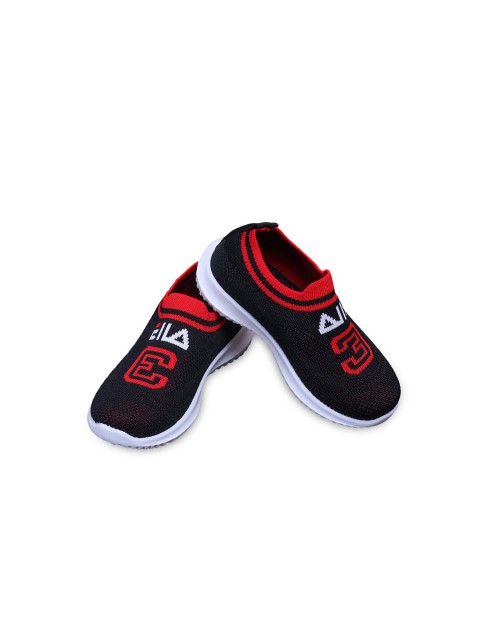 

Hopscotch Unisex Kids Black & Red Printed Slip-On Sneakers