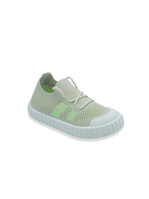 

Hopscotch Unisex Kids Green Woven Design PU Slip-On Sneakers