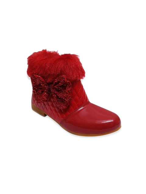 

Hopscotch Red Ankle Quilted Fur Boots