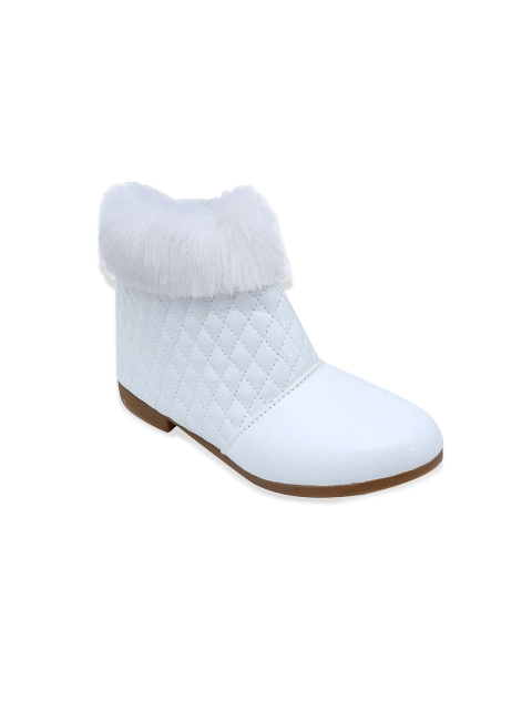 

Hopscotch Girls White Leather Quilted Ankle Fur Boots