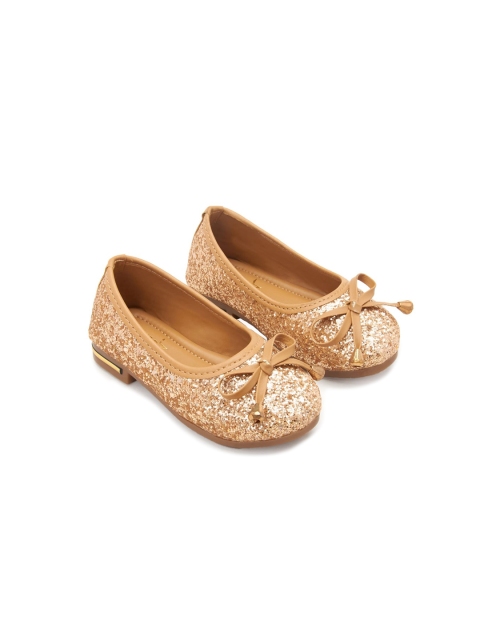 

Hopscotch Girls Gold-Toned Ballerinas with Bows Flats