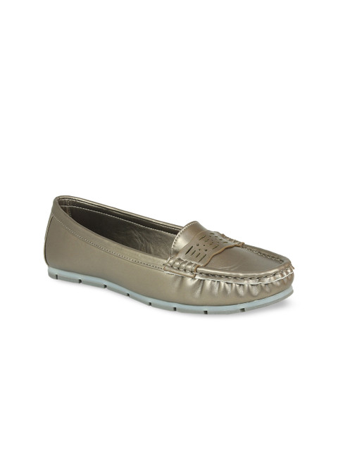 

Inc 5 Women Gunmetal-Toned Woven Design Loafers, Metallic