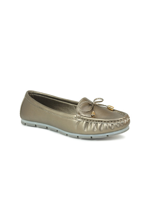 

Inc 5 Women Gunmetal-Toned Solid Loafers, Metallic