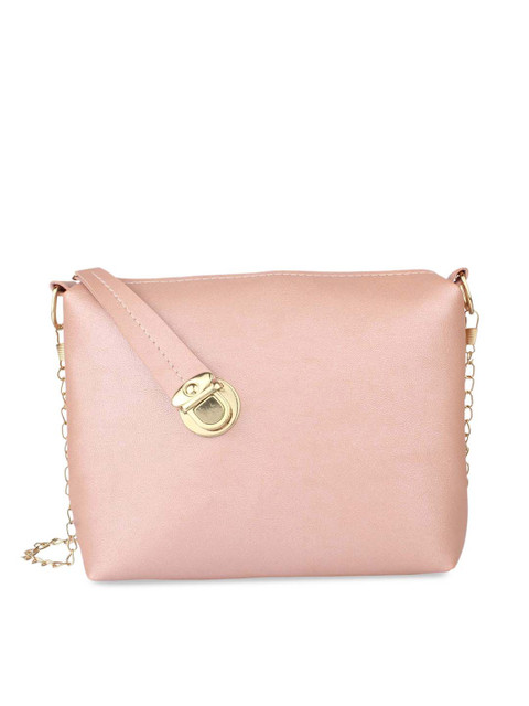 

MAMMON Pink Embellished PU Oversized Structured Sling Bag