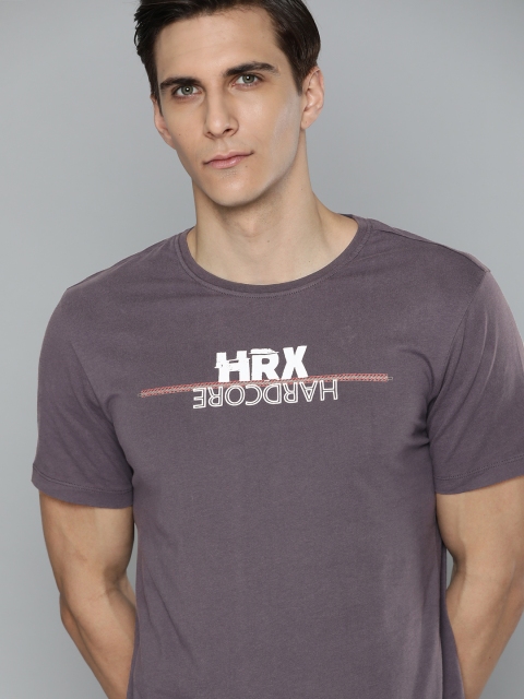 

HRX By Hrithik Roshan Lifestyle Men Grey Bio-Wash Brand Carrier Tshirts, Charcoal