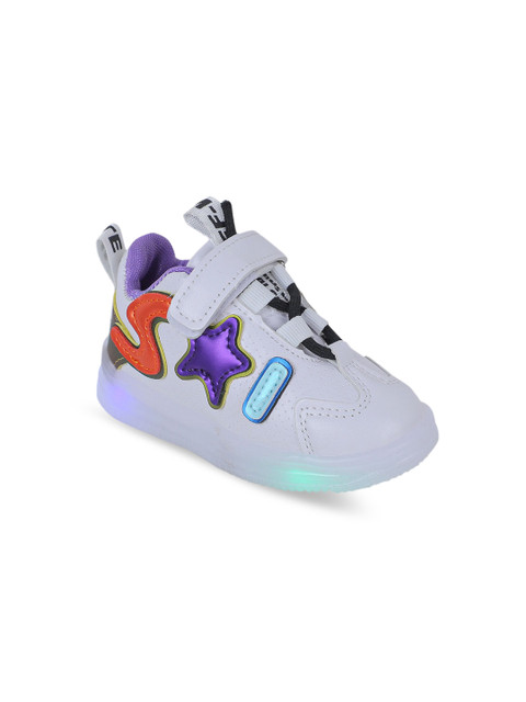 

Hopscotch Unisex Kids White Woven Design PU Sneakers