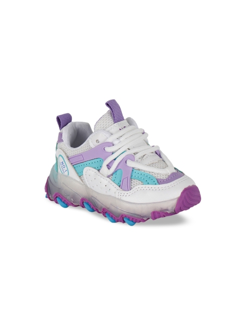 

Hopscotch Unisex Kids White Colourblocked PU Sneakers