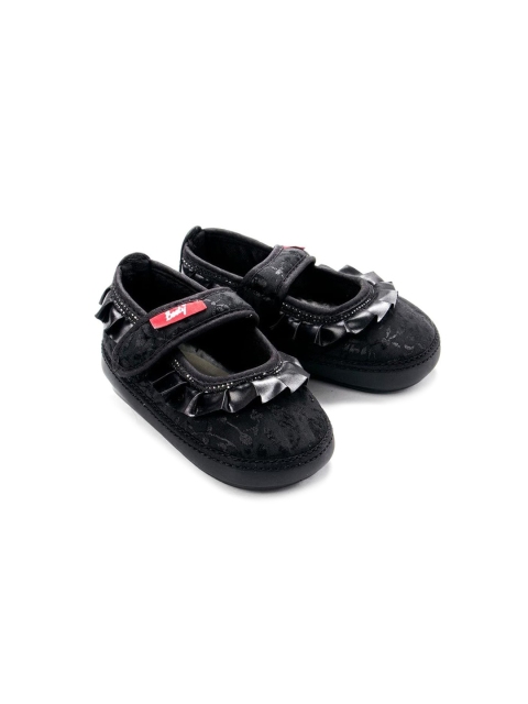 

Hopscotch Girls Black Printed PU Boat Shoes