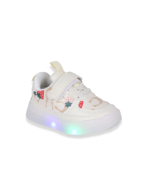 

Hopscotch Unisex Kids White Printed PU Slip-On Sneakers