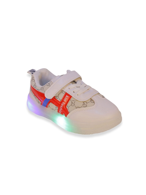 

Hopscotch Unisex Kids Beige Woven Design PU Slip-On Sneakers