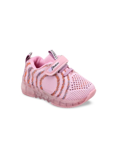 

Hopscotch Girls Pink Woven Design PU Slip-On Sneakers