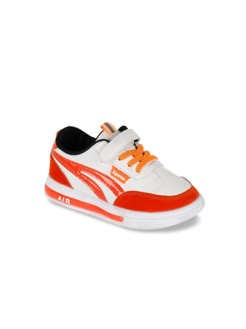 

Hopscotch Unisex Kids White Printed PU Sneakers