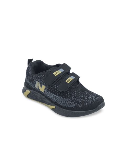 

Hopscotch Boys Black Woven Design PU Slip-On Sneakers
