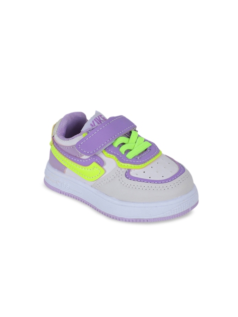 

Hopscotch Unisex Kids Purple Printed PU Sneakers