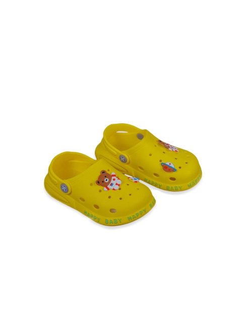 

Hopscotch Unisex Kids Yellow Printed PU Slip-On Sneakers