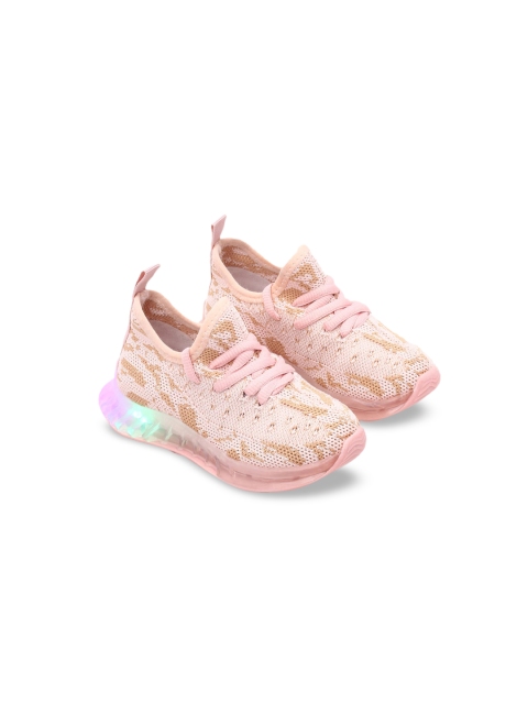 

Hopscotch Girls Pink Woven Design PU Sneakers