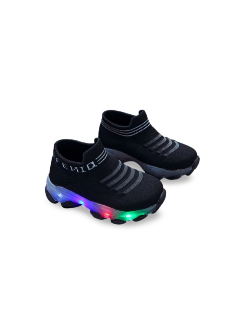

Hopscotch Boys Black Printed PU Slip-On Sneakers