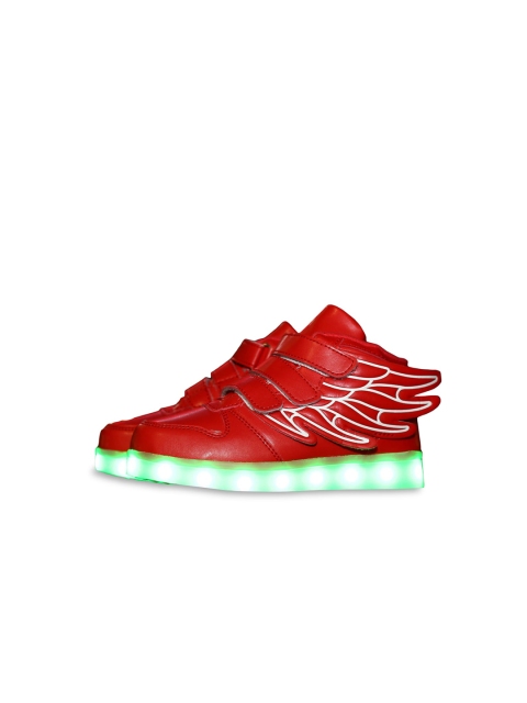 

Hopscotch Unisex Kids Red Printed PU Sneakers