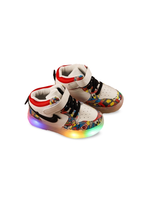 

Hopscotch Unisex Kids Red Printed PU Sneakers
