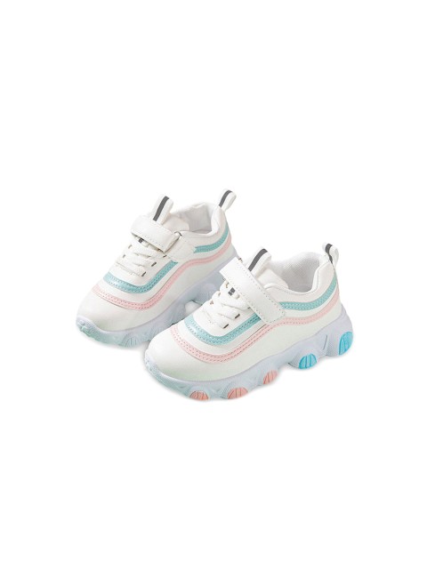 

Hopscotch Unisex Kids Pink Woven Design PU Sneakers