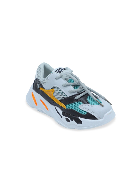 

Hopscotch Unisex Kids Grey Woven Design PU Sneakers