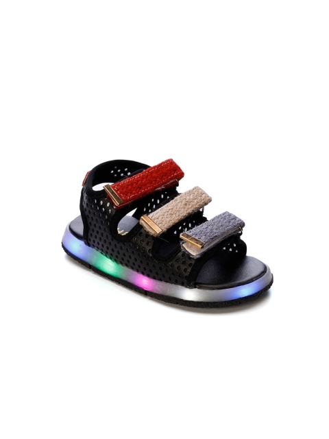 

Hopscotch Unisex Kids Black & Red PU Comfort Sandals