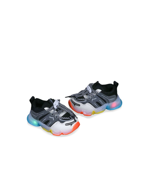 

Hopscotch Unisex Kids Black Colourblocked PU Sneakers