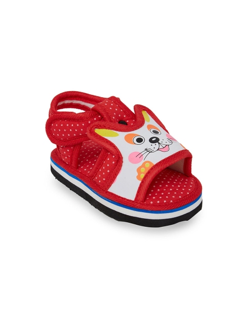 

Hopscotch Unisex Kids Red & White PU Comfort Sandals