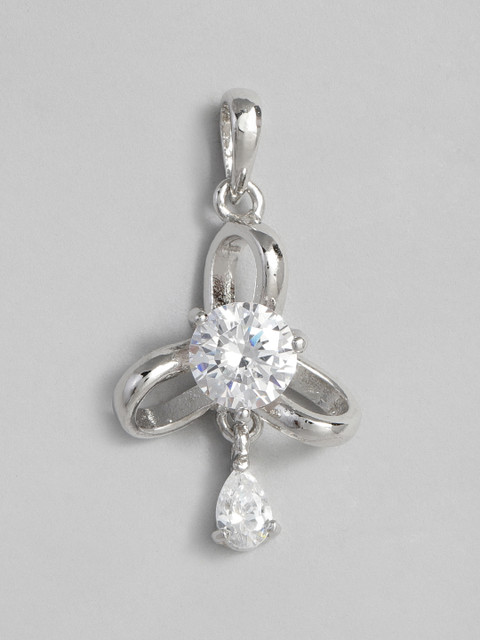 

Onaifa Silver-Toned Sterling Silver-Plated CZ-Studded Tri-Petal Shine Pendant
