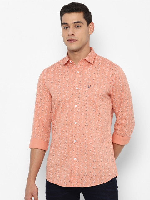 

Allen Solly Men Peach-Coloured Slim Fit Floral Printed Casual Shirt