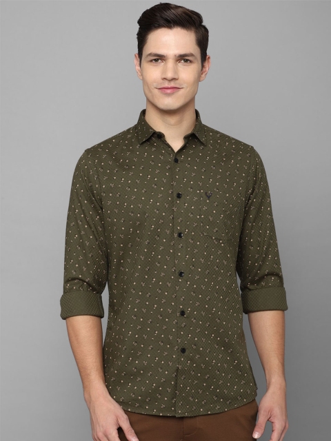 

Allen Solly Men Olive Green Slim Fit Micro Ditsy Floral Printed Casual Shirt
