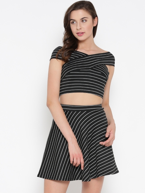 

Veni Vidi Vici Women Black Striped Two-Piece Dress