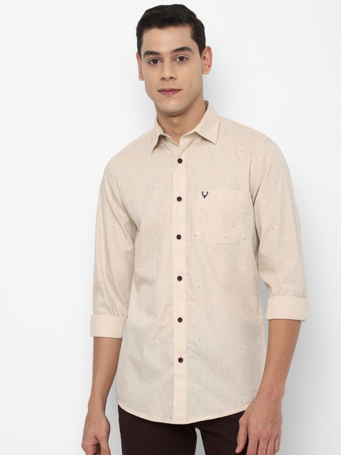 

Allen Solly Men Khaki Slim Fit Printed Cotton Casual Shirt