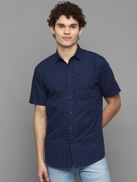 

Allen Solly Men Navy Blue Slim Fit Printed Casual Shirt