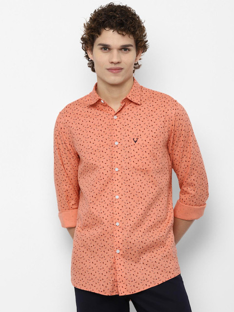 

Allen Solly Men Peach-Coloured Slim Fit Printed Casual Shirt