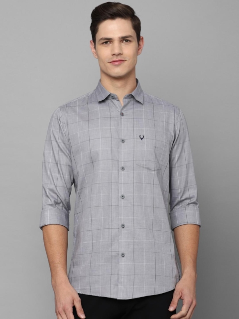 

Allen Solly Men Grey Slim Fit Checks Casual Shirt