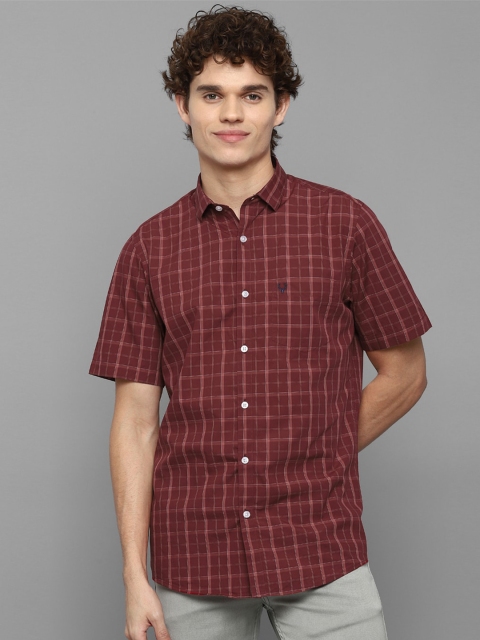 

Allen Solly Men Maroon Slim Fit Windowpane Checked Casual Shirt
