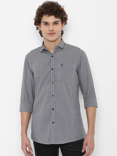 

Allen Solly Sport Men Grey Micro Checks Checked Cotton Casual Shirt