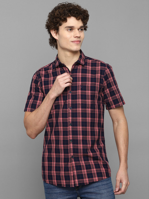 

Allen Solly Men Navy Blue & Coral Tartan Checks Checked Casual Shirt